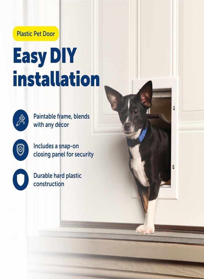 بيت سيف باب بلاستيكي للحيوانات الأليفة من بيت سيف - يتيح لحيوانك الأليف سهولة الوصول إلى الخارج - إطار بلاستيكي متين - إطار أبيض قابل للطلاء ليتناسب مع ديكور المنزل - لوحة إغلاق سهلة التركيب لمزيد من الأمان - تركيب بسيط يمكنك القيام به بنفسك - كبير - Image 2